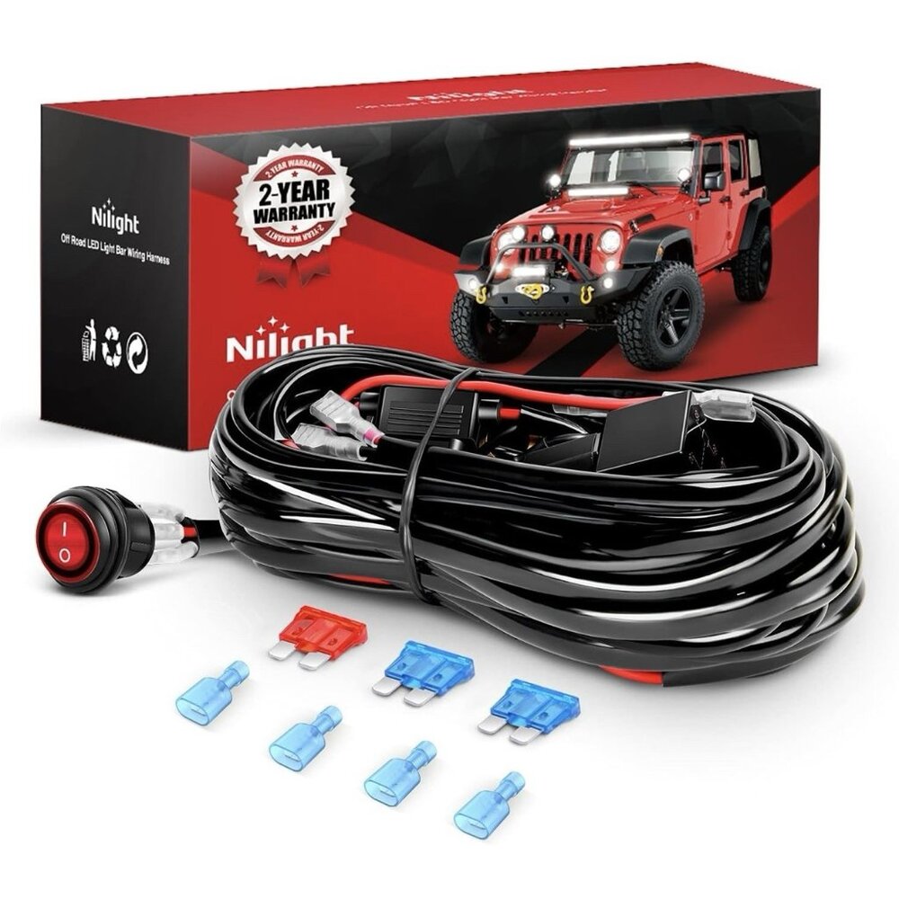 Nilight - NI -WA 06 LED Light Bar Wiring Harness Kit - 2 Leads 12V On Off Switch